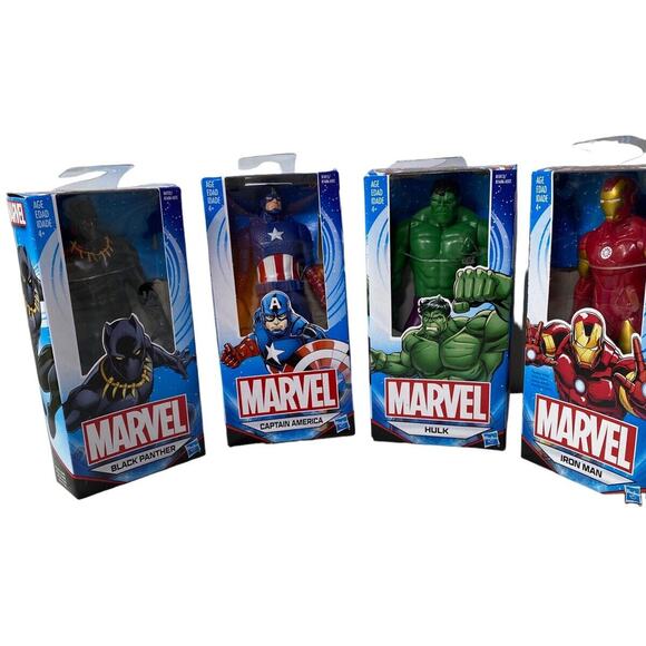 Marvel Lot Of 4 Action Figures 6” Captain America, Hulk, Ironman, Black Panther - Picture 1 of 8
